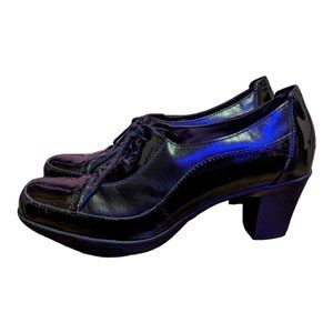 Clarks Bendables Oxford Heel Lace Up Black Leather Bootie 80434 Women's US 11M